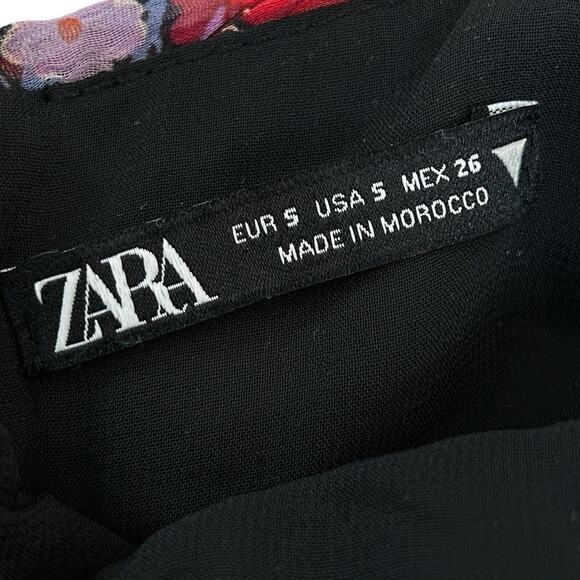 ZARA Mini Dress Size S Coquette Floral Ruched Puffed Sleeves Twee Sweet - Picture 7 of 8